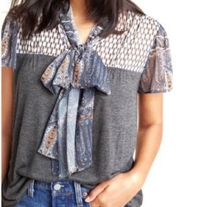Anthropologie Tiny Joy Tie Neck Bow Blouse